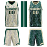 Custom Cream Green Reversible Basketball Suit for Adults and Kids Personalized Jersey