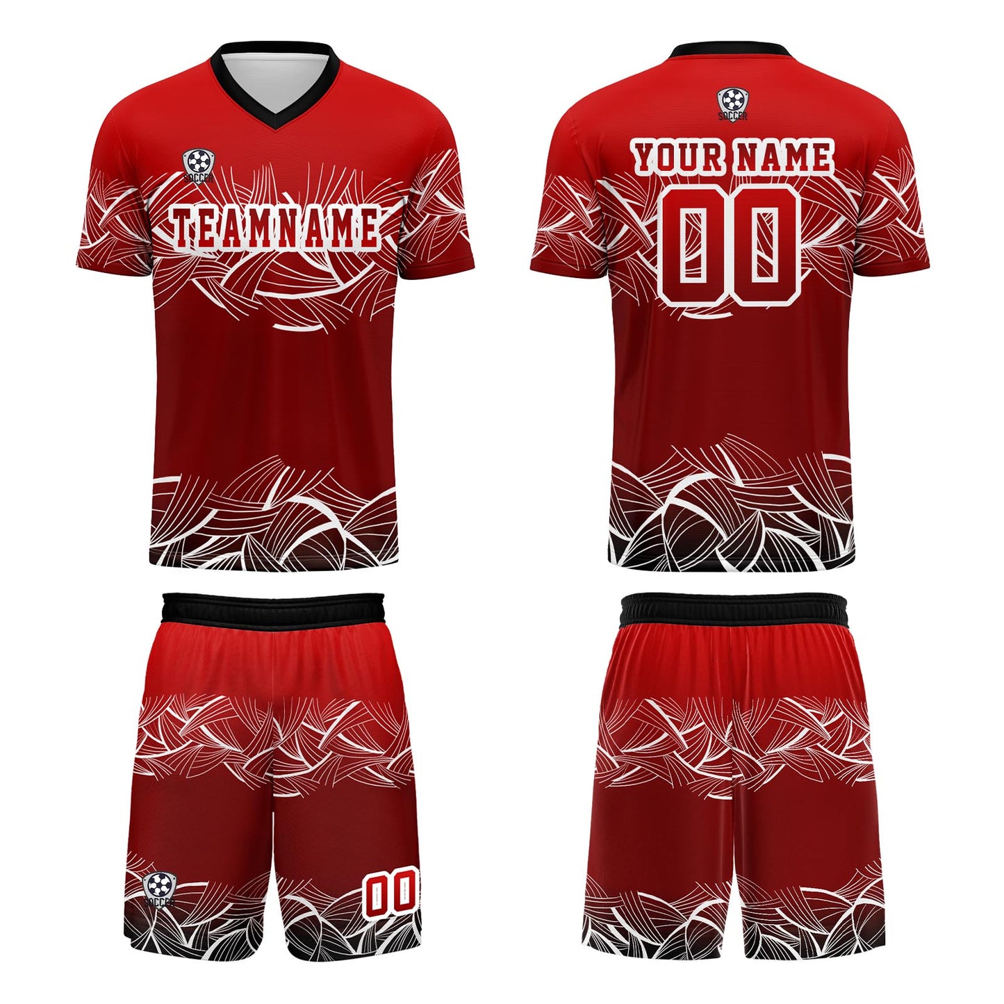 Custom Red Soccer Uniform Jersey Kids Adults Personalized Set Jersey Shirt