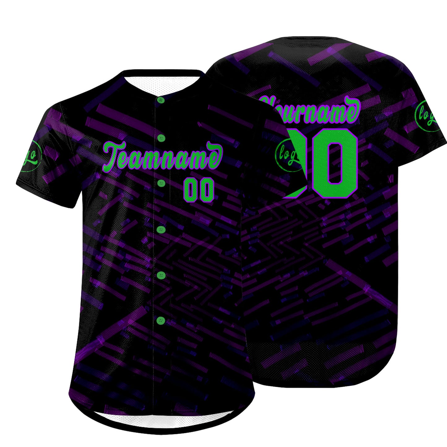 Custom Black Purple Baseball Jersey Personalized Gradient Team Uniforms Shirt with Name Number