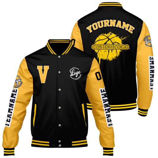 Custom Black Yellow Varsity Jackets for Men Women Youth Personalized Letterman Jackets
