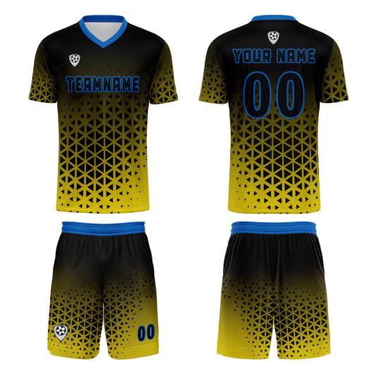 Custom Yellow Blue Uniform Jersey Kids Adults Personalized Set Jersey Shirt