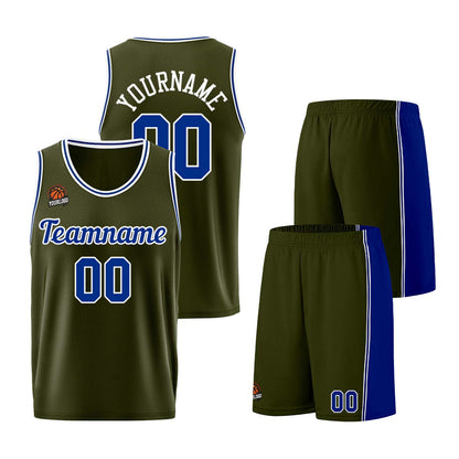 Custom Army Green-Royal Basketball Jersey for Men Women Adult Youth Stitched Name Number Logo