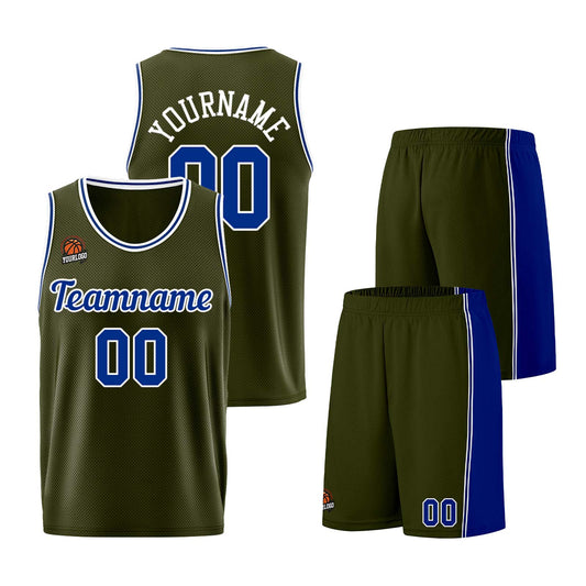 Custom Army Green-Royal Basketball Jersey for Men Women Adult Youth Stitched Name Number Logo
