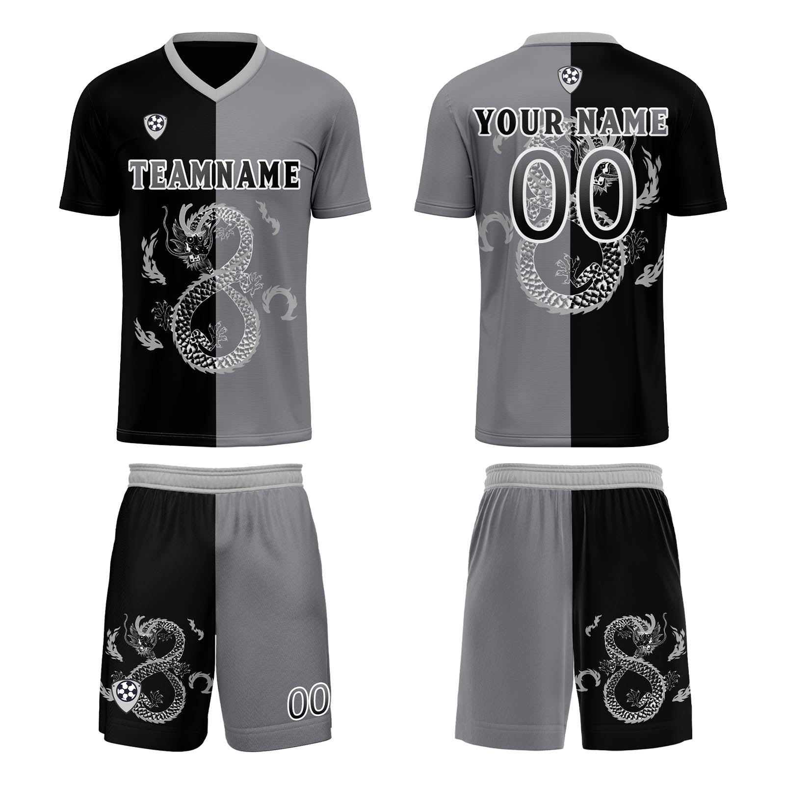 Custom Black Gray Uniform Jersey Kids Adults Personalized Set Jersey Shirt
