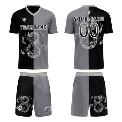 Custom Black Gray Uniform Jersey Kids Adults Personalized Set Jersey Shirt
