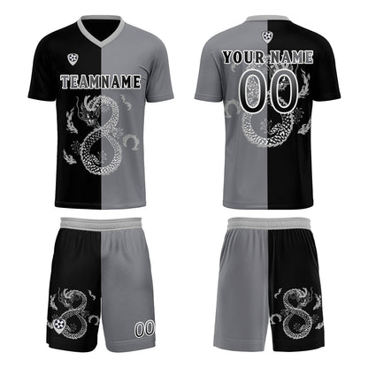 Custom Black Gray Uniform Jersey Kids Adults Personalized Set Jersey Shirt
