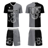 Custom Black Gray Uniform Jersey Kids Adults Personalized Set Jersey Shirt