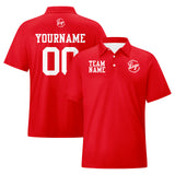 Custom Red White Football Polo Shirts  Add Your Unique Logo/Name/Number