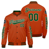 Custom Dark Green Orange Varsity Jackets for Men Women Youth Personalized Letterman Jackets