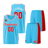Custom Light Blue Red Basketball Jersey for Men Women Adult Youth Stitched Name Number Logo