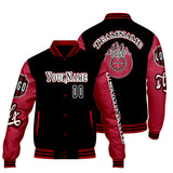Custom Black Red Letterman Varsity Jacket Personalized Embroidery Printing
