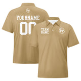 Custom Khaki White Football Polo Shirts  Add Your Unique Logo/Name/Number