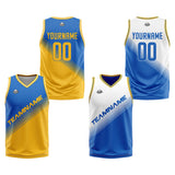 Custom Blue Yellow Reversible Basketball Suit for Adults and Kids Personalized Jersey