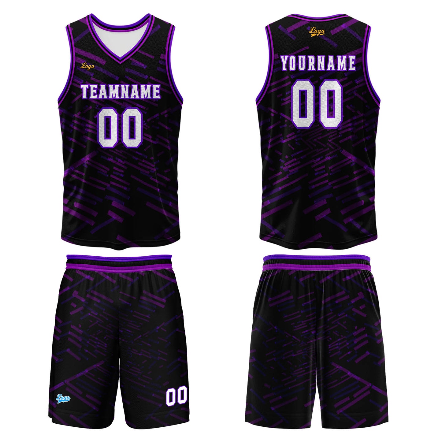 Custom Black Purple Basketball Jersey Uniform Suit Printed Your Logo Name Number