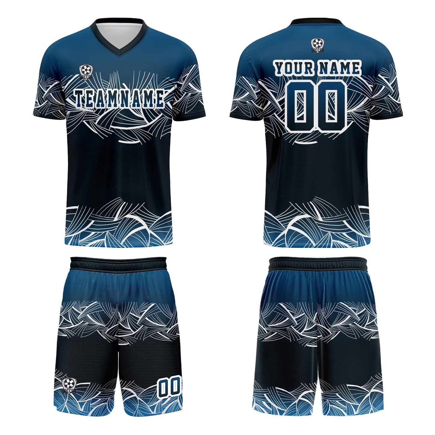 Custom Blue Soccer Uniform Jersey Kids Adults Personalized Set Jersey Shirt
