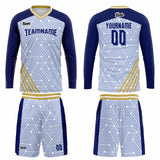 Custom Dark Blue Gold Basketball Soccer Football Shooting Long T-Shirt for Adults and Kids