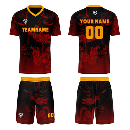 Custom Red Orange Uniform Jersey Kids Adults Personalized Set Jersey Shirt