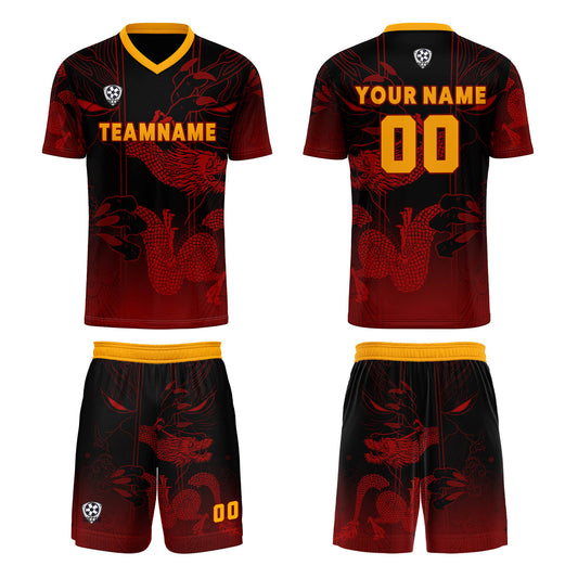Custom Red Orange Uniform Jersey Kids Adults Personalized Set Jersey Shirt