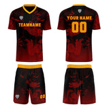 Custom Red Orange Uniform Jersey Kids Adults Personalized Set Jersey Shirt