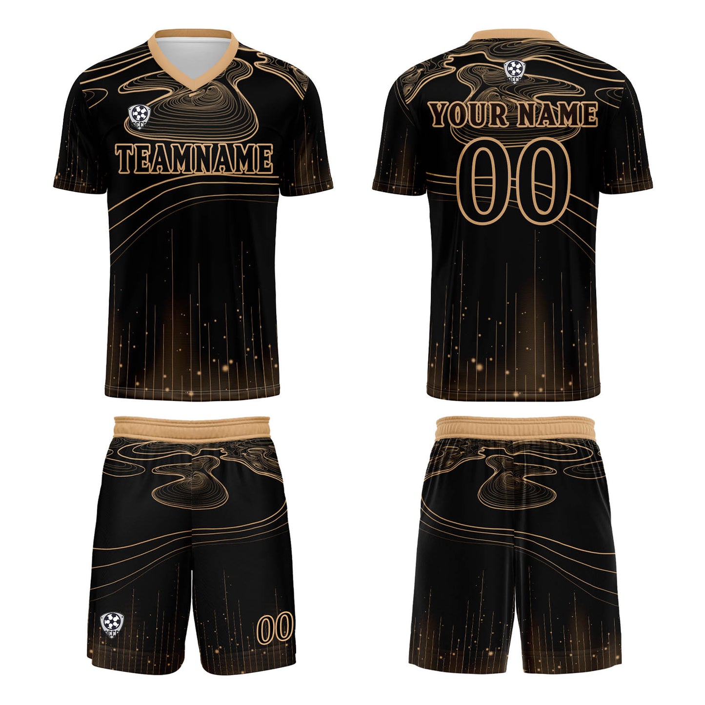 Custom Black Light Brown Soccer Uniform Jersey Kids Adults Personalized Set Jersey Shirt