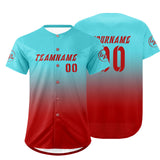 Custom Blue Red Baseball Jersey Personalized Gradient Team Uniforms Shirt with Name Number