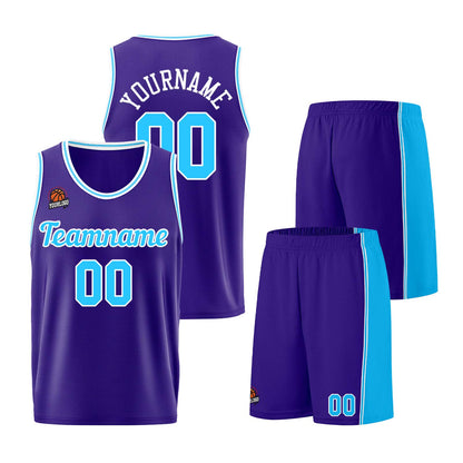 Custom Purple Light Blue Basketball Jersey for Men Women Adult Youth Stitched Name Number Logo