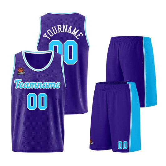 Custom Purple Light Blue Basketball Jersey for Men Women Adult Youth Stitched Name Number Logo