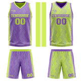 Custom Purple Light Green Reversible Basketball Suit for Adults and Kids Personalized Jersey