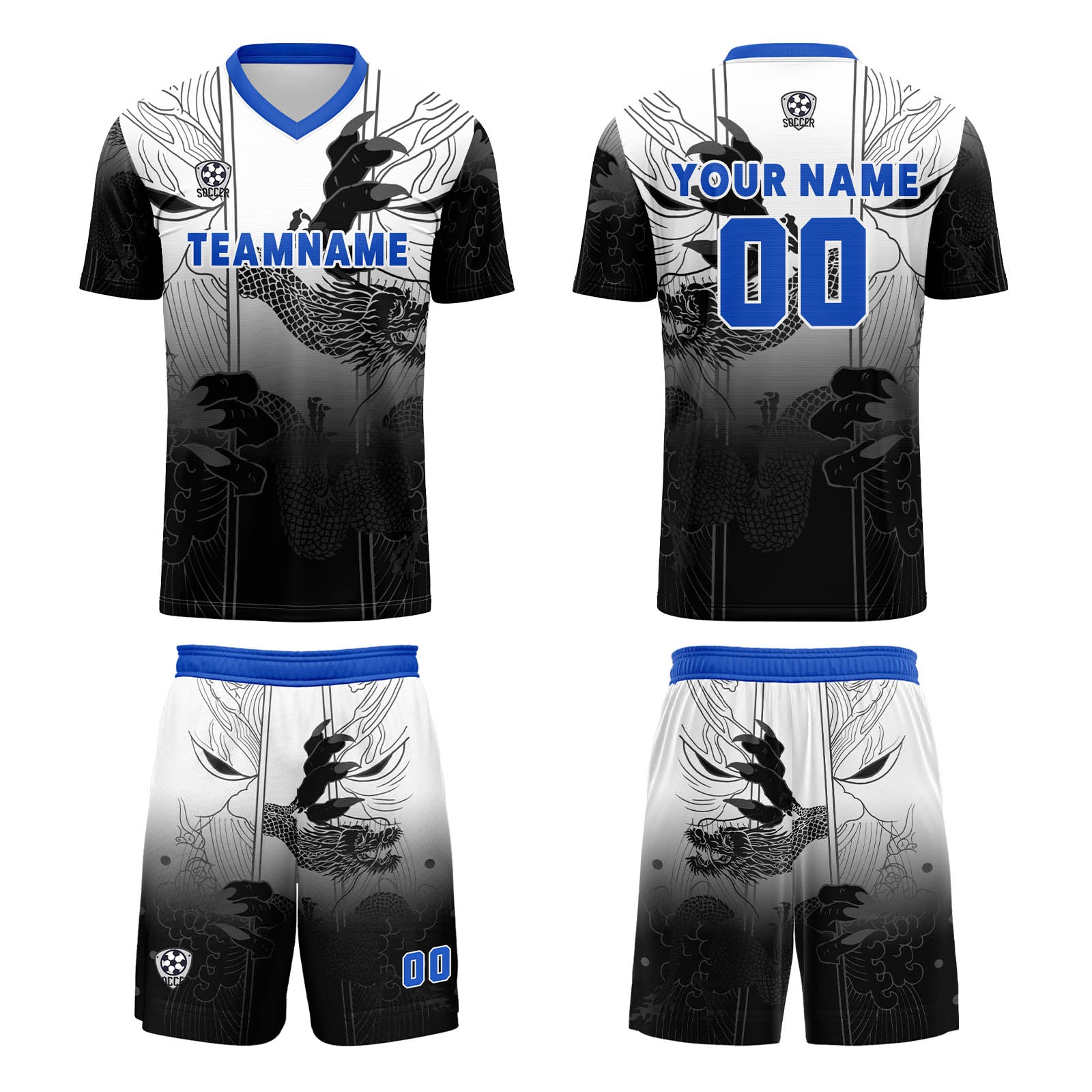 Custom Black Blue Uniform Jersey Kids Adults Personalized Set Jersey Shirt