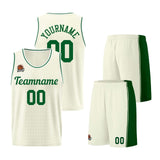 Custom Cream-Green Basketball Jersey for Men Women Adult Youth Stitched Name Number Logo