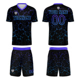 Custom Black Blue Soccer Uniform Jersey Kids Adults Personalized Set Jersey Shirt