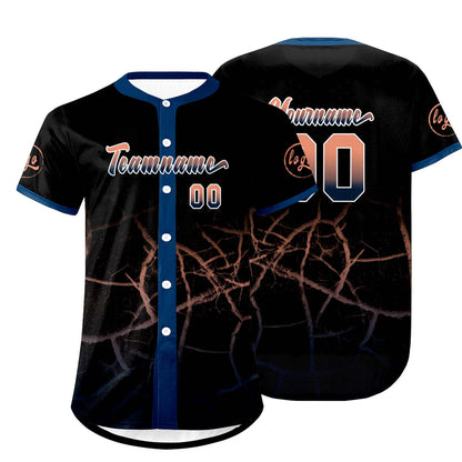 Custom Black Navy Blue Llight Orange Baseball Jersey Personalized Gradient Team Uniforms Shirt with Name Number