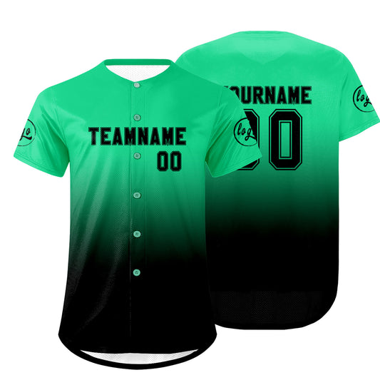 Custom Green Black Baseball Jersey Personalized Gradient Team Uniforms Shirt with Name Number