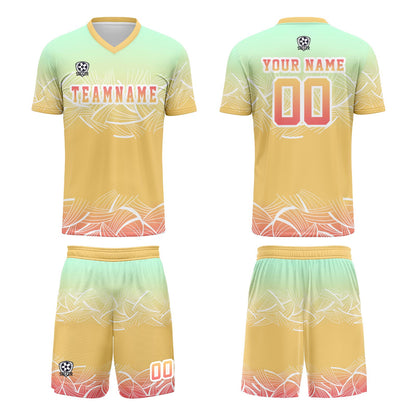 Custom Yellow Mint Green Soccer Uniform Jersey Kids Adults Personalized Set Jersey Shirt
