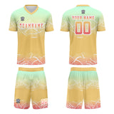 Custom Yellow Mint Green Soccer Uniform Jersey Kids Adults Personalized Set Jersey Shirt