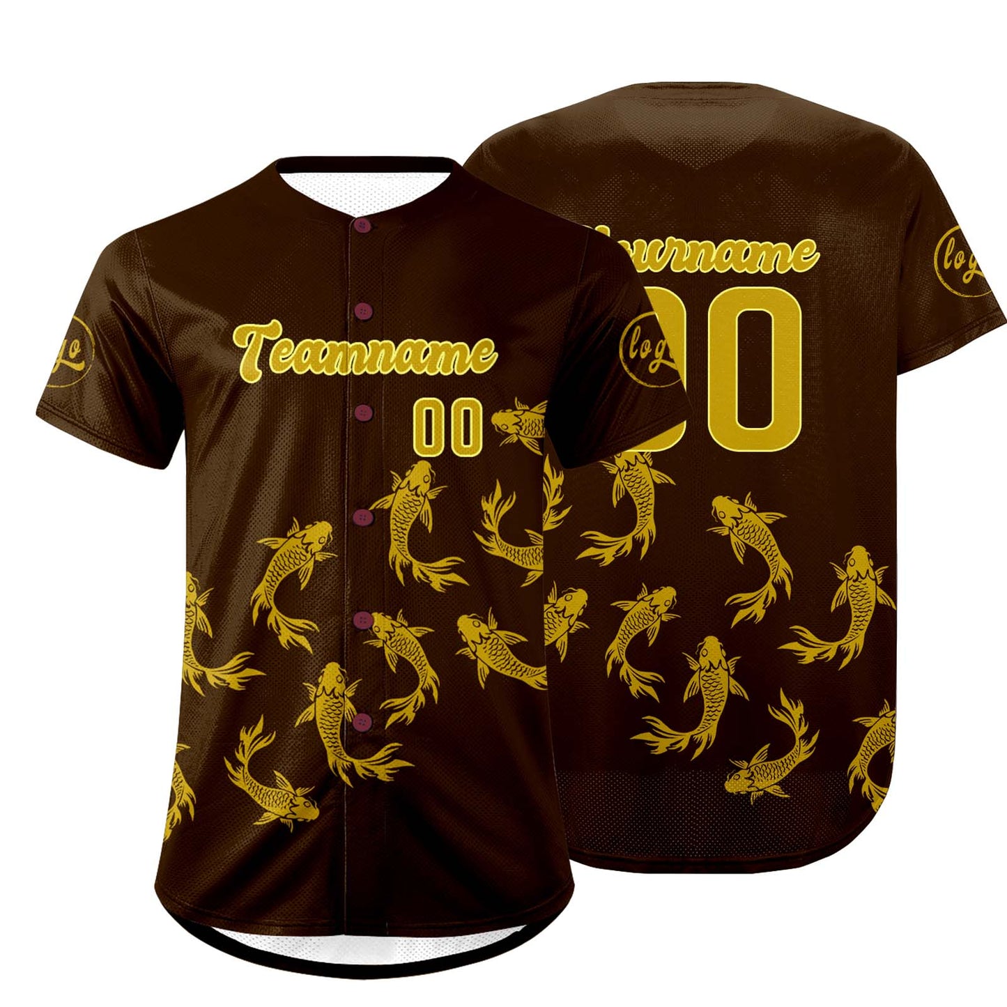 Custom Brown Yellow Baseball Jersey Personalized Gradient Team Uniforms Shirt with Name Number
