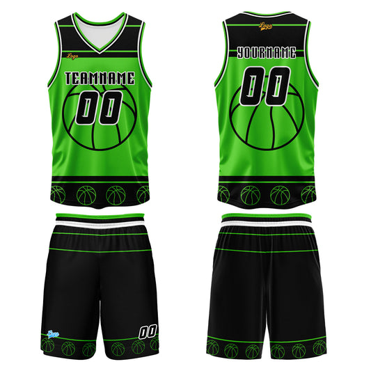 Custom Black Green Basketball Jersey Uniform Suit Printed Your Logo Name Number