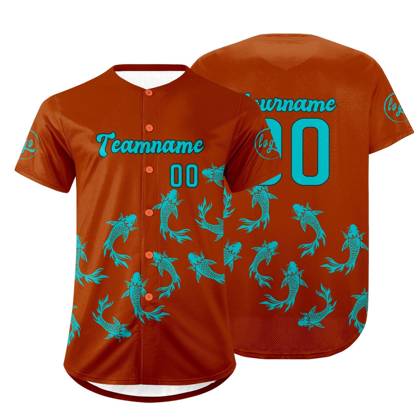 Custom Orange Cyan Baseball Jersey Personalized Gradient Team Uniforms Shirt with Name Number