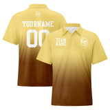 Custom Light Yellow Brown Football Gradient Polo Shirts  Add Your Unique Logo/Name/Number