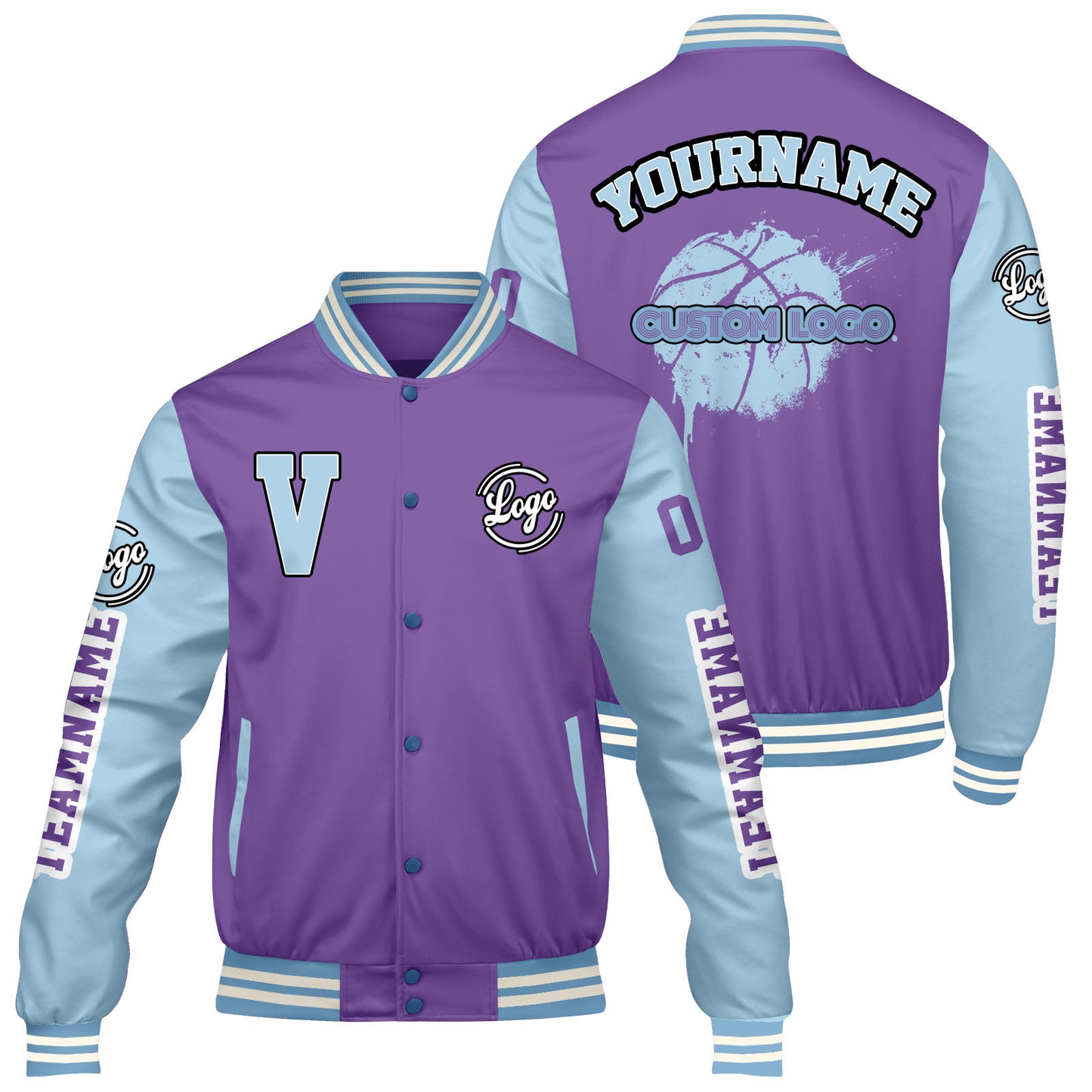 Custom Purple Lion Blue Varsity Jackets for Men Women Youth Personalized Letterman Jackets