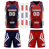 Custom Navy Red Reversible Basketball Suit for Adults and Kids Personalized Jersey