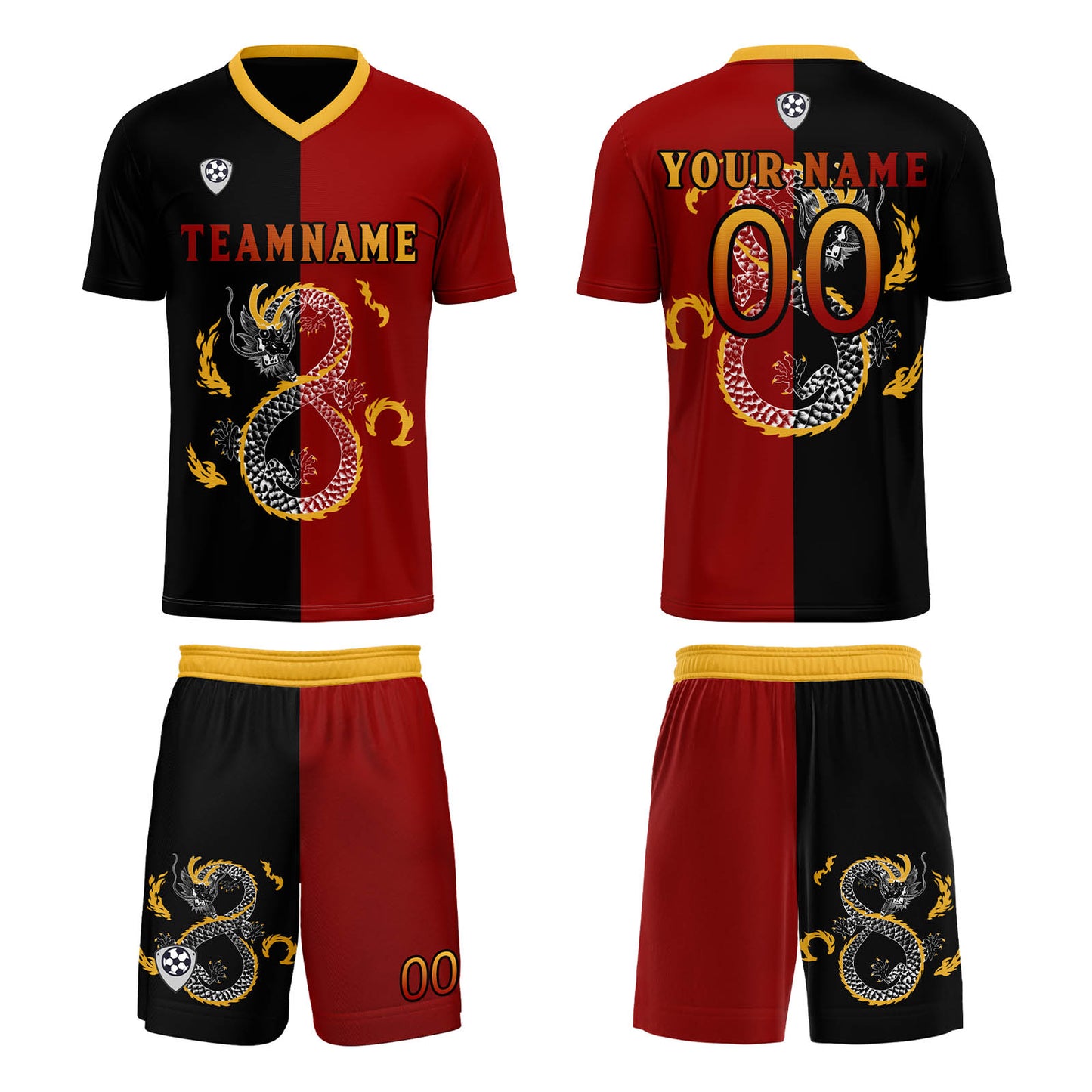 Custom Red Black Uniform Jersey Kids Adults Personalized Set Jersey Shirt