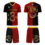 Custom Red Black Uniform Jersey Kids Adults Personalized Set Jersey Shirt
