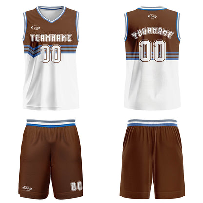Custom Brown White Gray Blue Basketball Jersey Uniform Suit Printed Your Logo Name Number