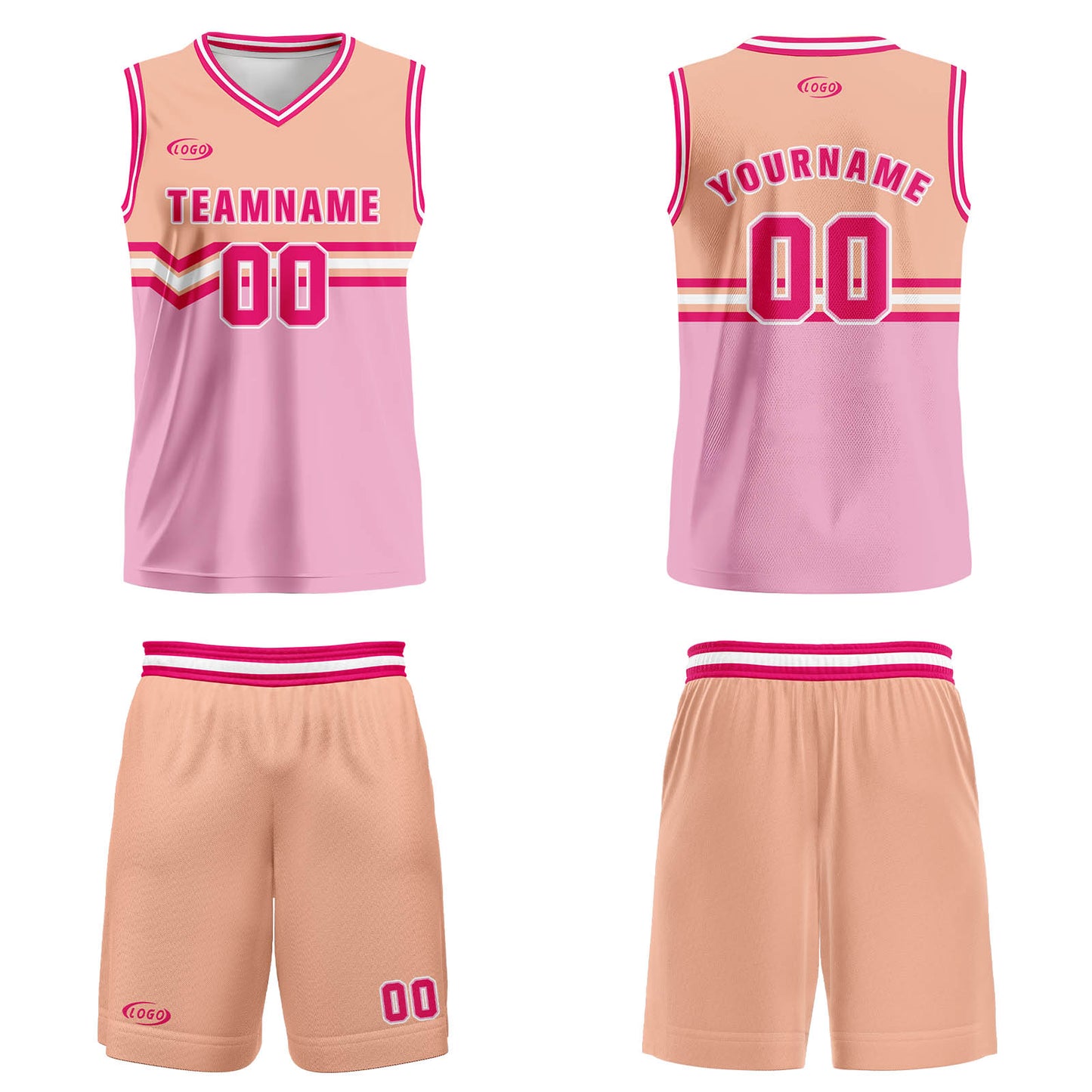 Custom Pink Orange Rose Red Basketball Jersey Uniform Suit Printed Your Logo Name Number