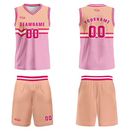 Custom Pink Orange Rose Red Basketball Jersey Uniform Suit Printed Your Logo Name Number