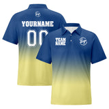 Custom Blue Light Yellow Football Gradient Polo Shirts  Add Your Unique Logo/Name/Number