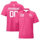 Custom Pink White Football Polo Shirts  Add Your Unique Logo/Name/Number
