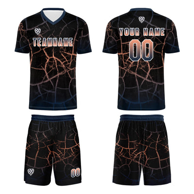 Custom Black Blue Soccer Uniform Jersey Kids Adults Personalized Set Jersey Shirt