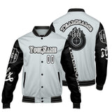Custom Grey Black Letterman Varsity Jacket Personalized Embroidery Printing